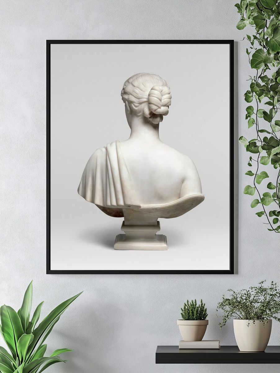 Marble sculpture of back of woman. (1850–54; carved after 1854). — room view 4