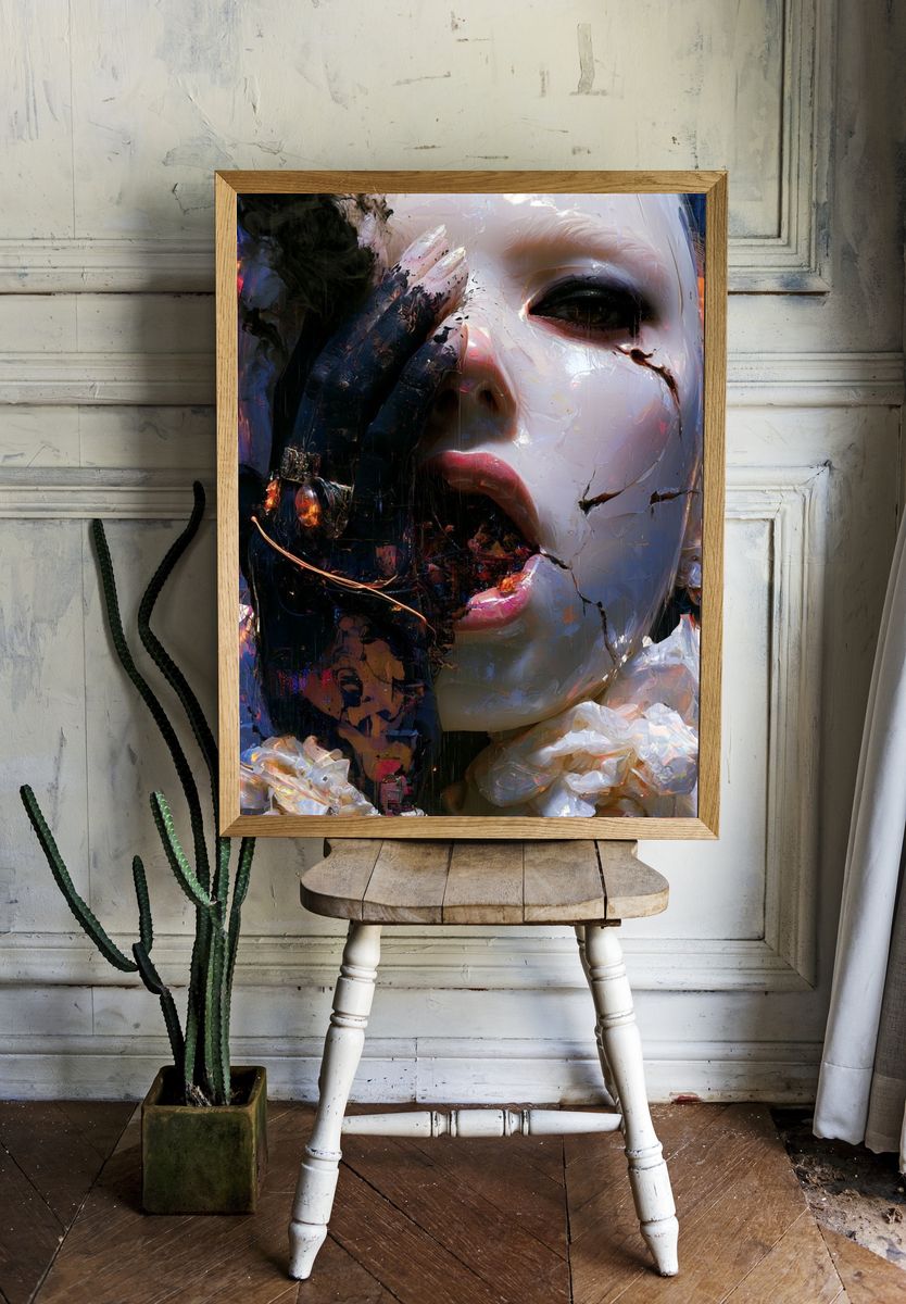 Surreal Painted Portrait Print. — room view 1
