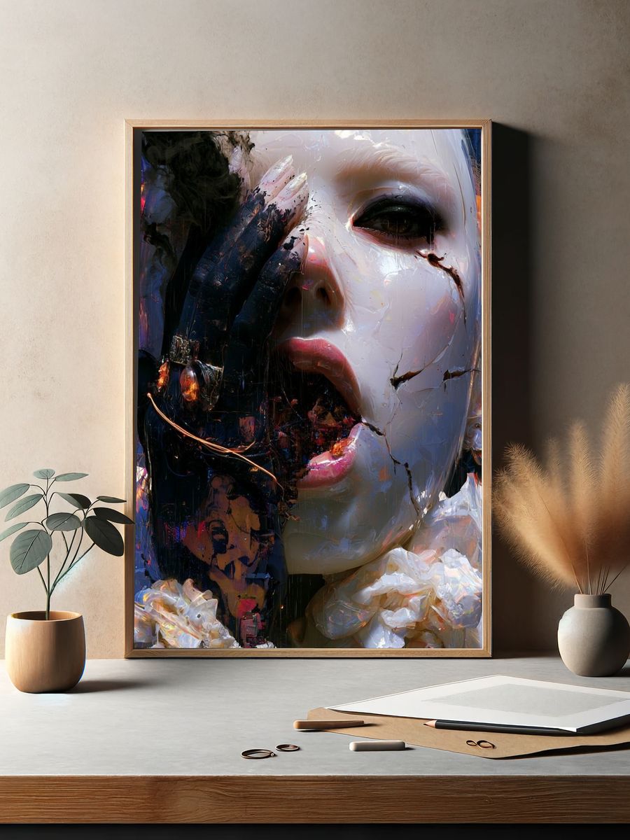 Surreal Painted Portrait Print. — room view 2