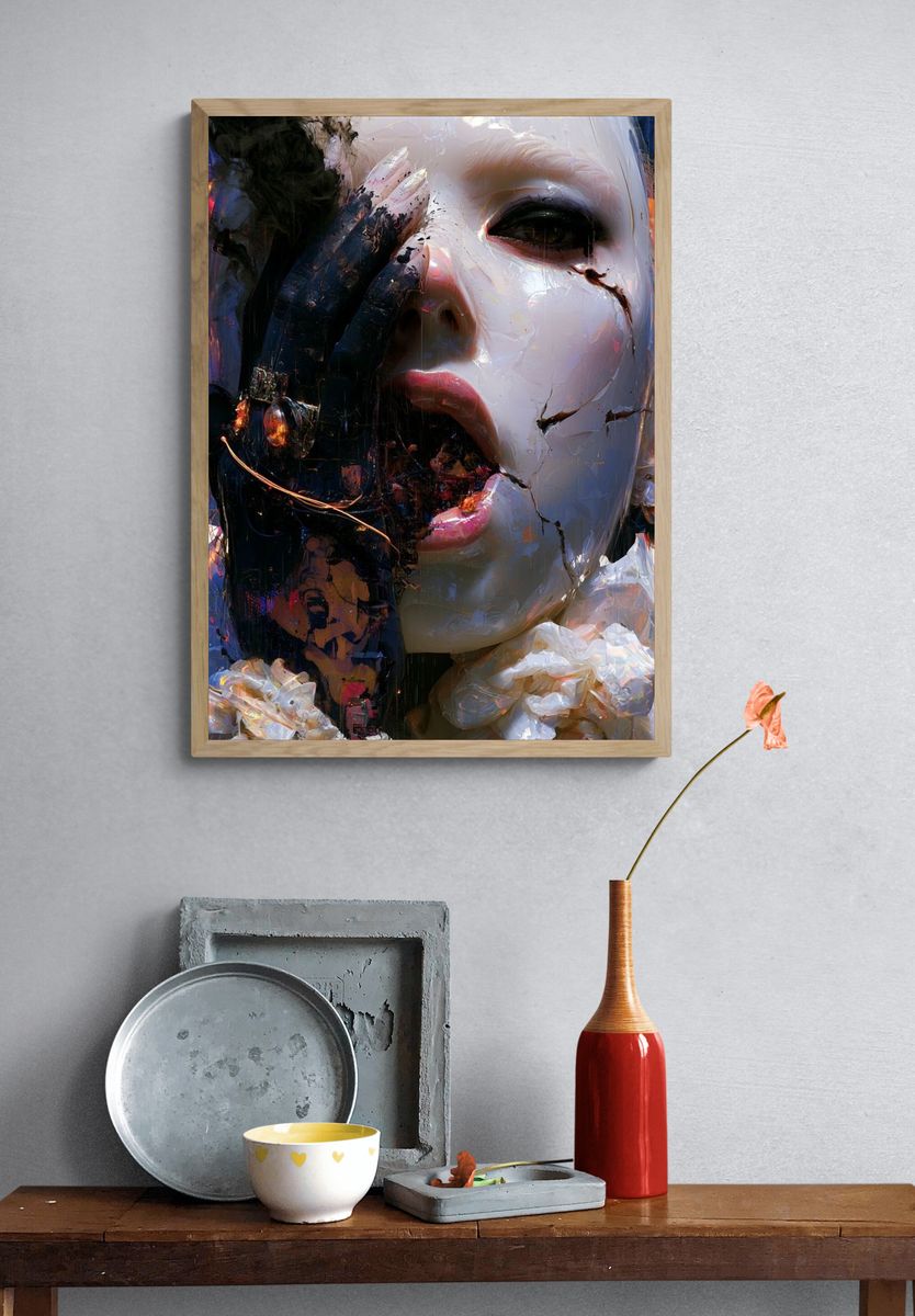 Surreal Painted Portrait Print. — room view 3