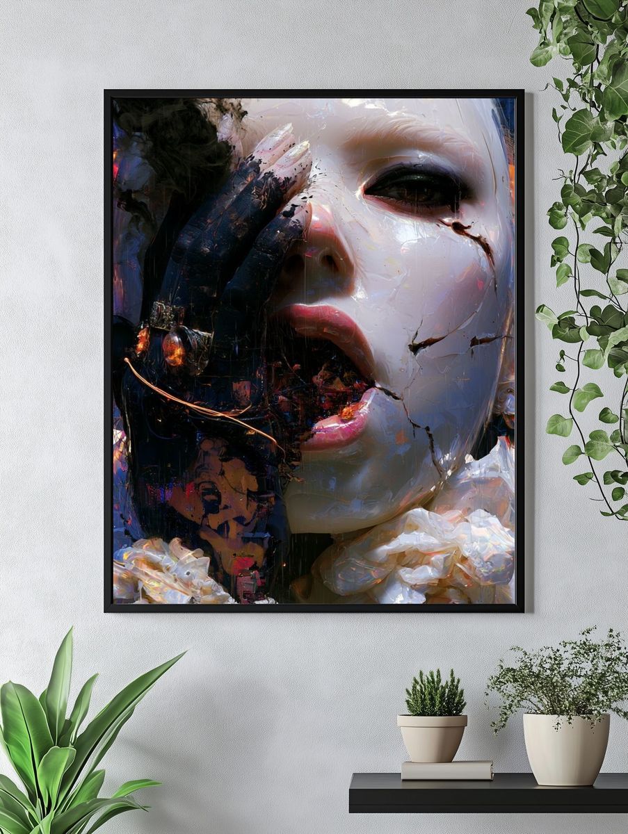 Surreal Painted Portrait Print. — room view 4