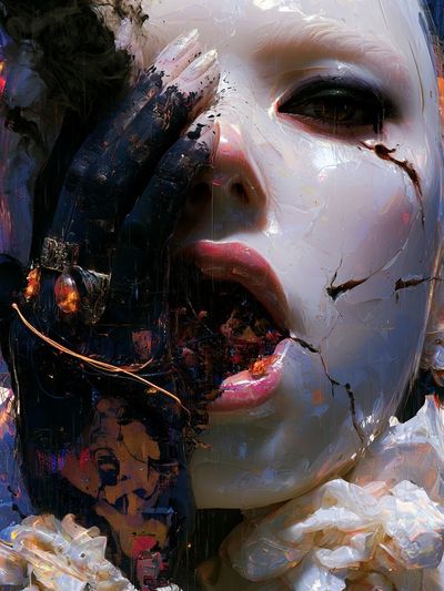 Surreal Painted Portrait Print.