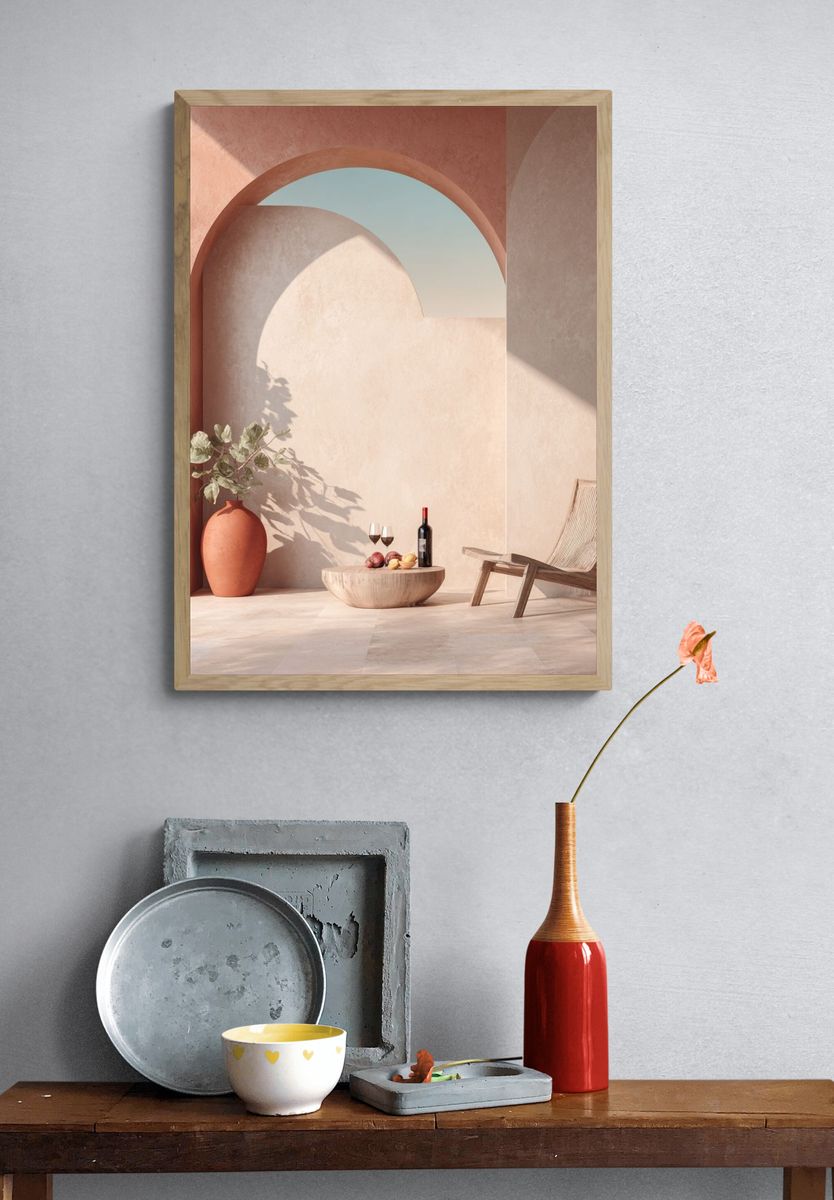 Mediterranean Terrace Still Life Print. — room view 3