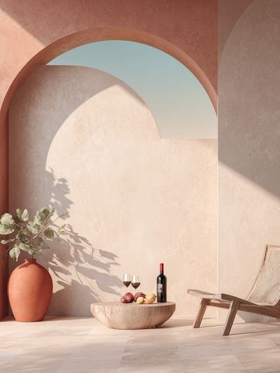 Mediterranean Terrace Still Life Print.