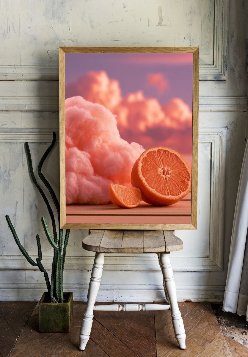 Cotton Candy Orange Still Life Poster. room preview