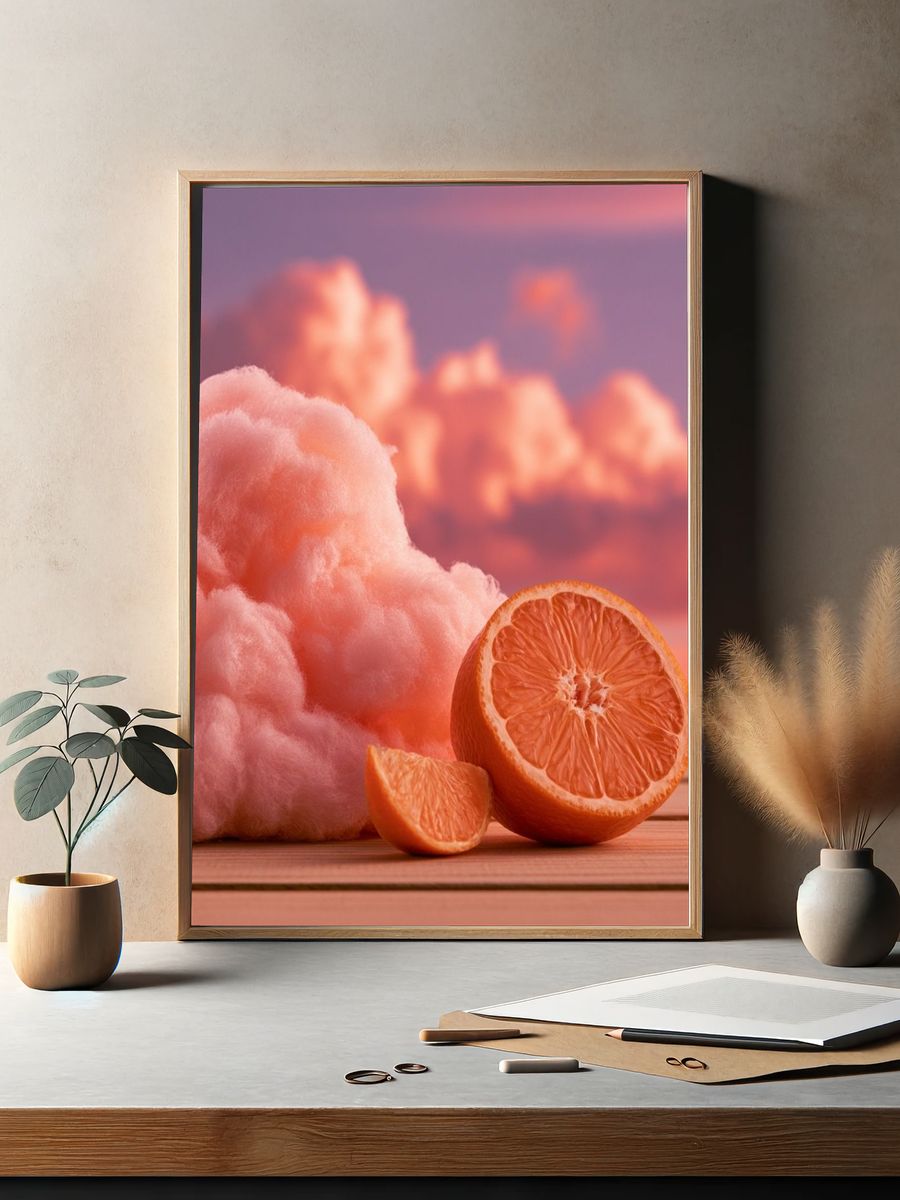 Cotton Candy Orange Still Life Poster. — room view 2