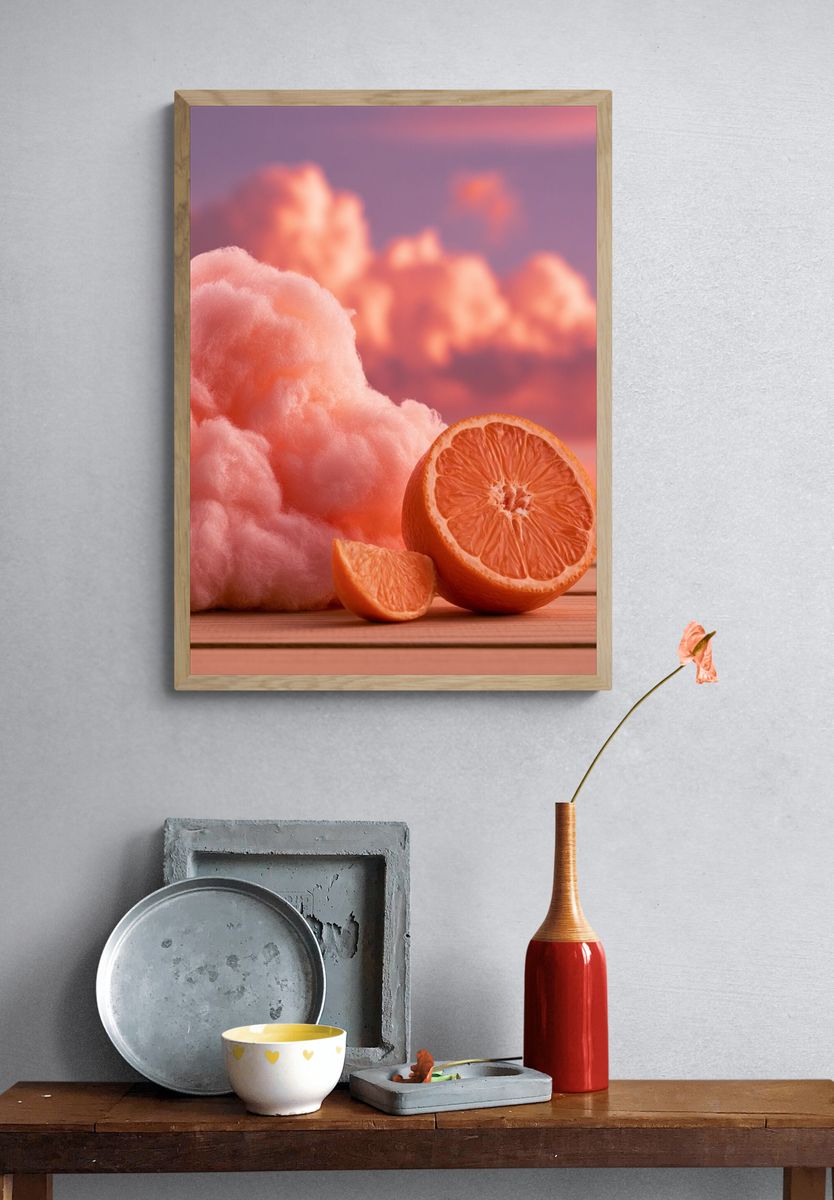 Cotton Candy Orange Still Life Poster. — room view 3