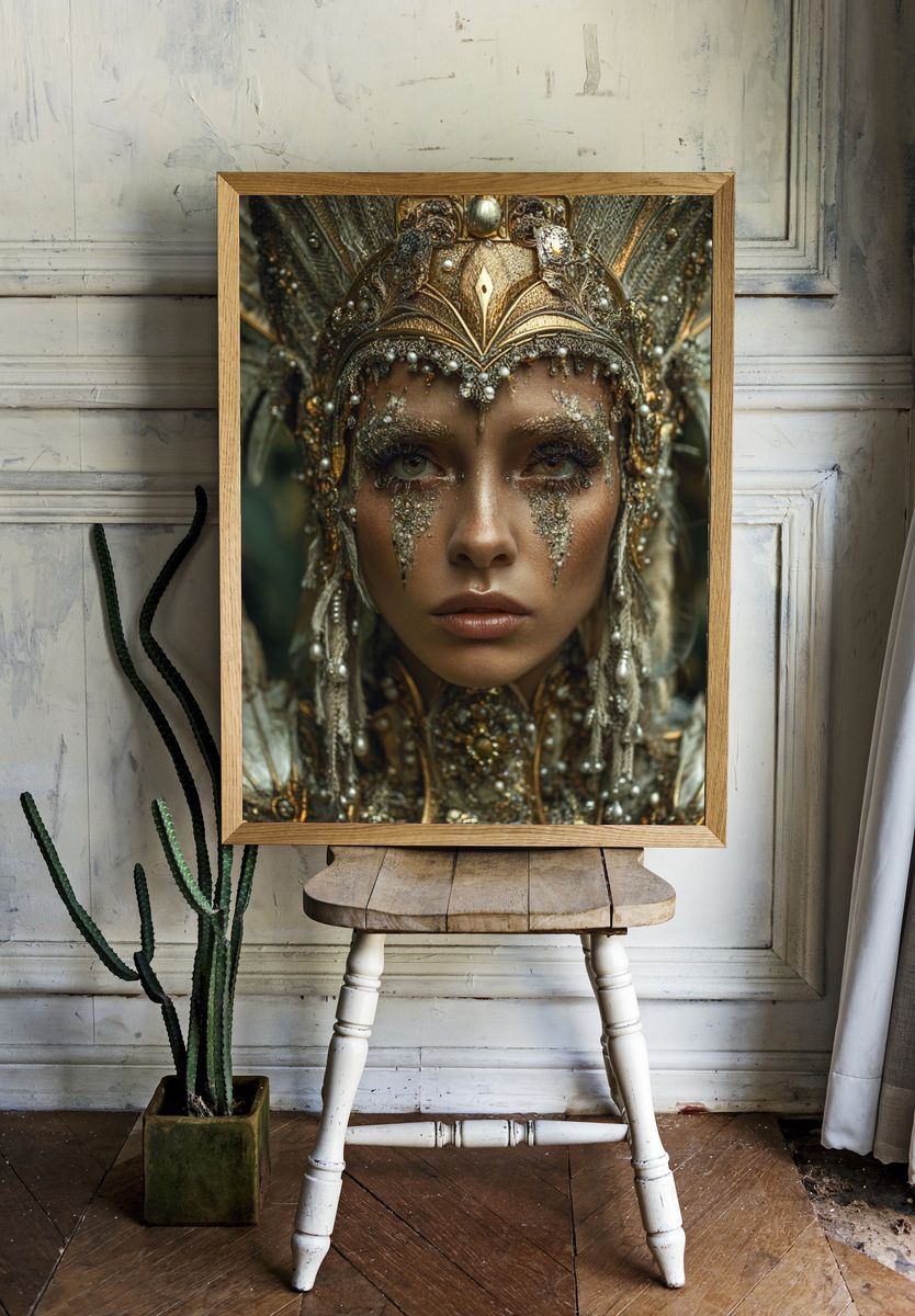 Gilded Feather Portrait Print. — room view 1