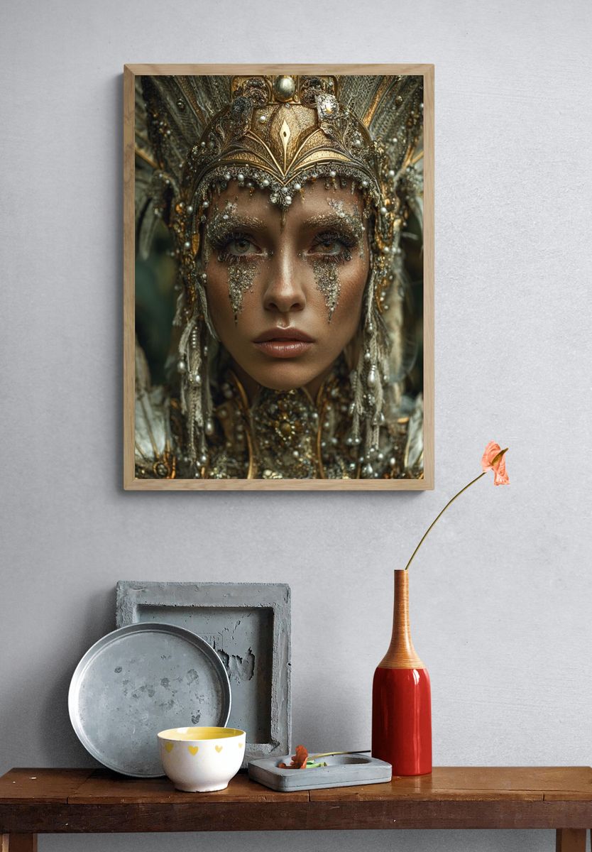 Gilded Feather Portrait Print. — room view 3