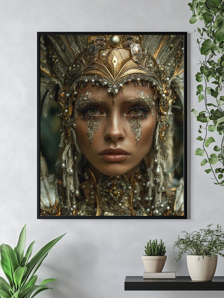 Gilded Feather Portrait Print. — room view 4