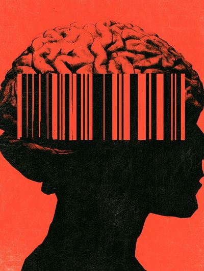 Barcode Brain Silhouette Poster.
