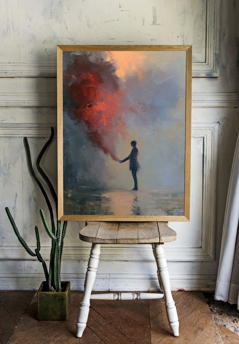 Silhouette with Red Smoke Fine-Art Print. — room view 1