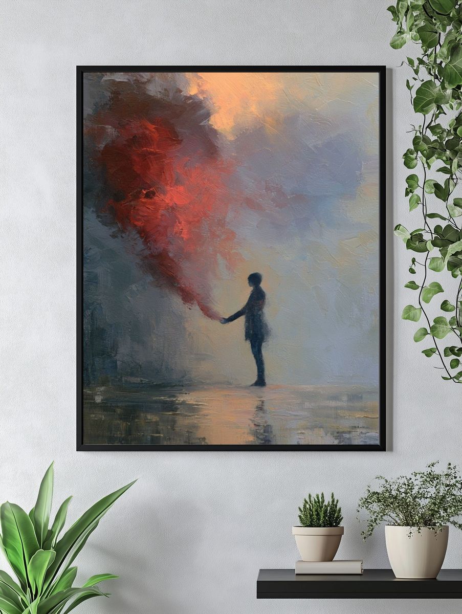 Silhouette with Red Smoke Fine-Art Print. — room view 4
