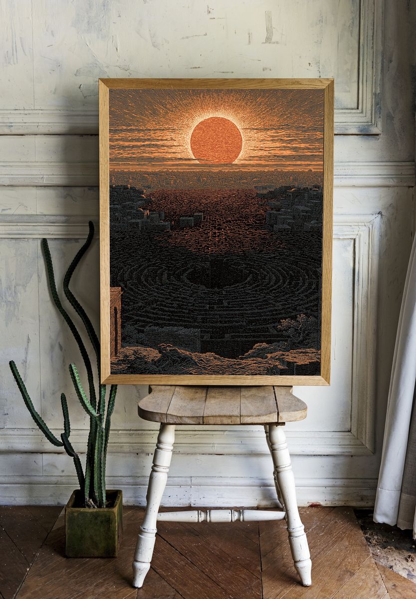 Sunset Over Ancient City Print. room preview