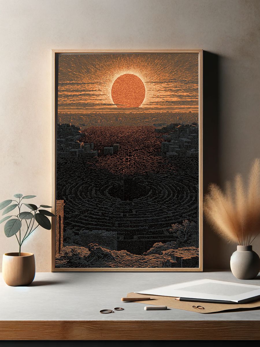 Sunset Over Ancient City Print. — room view 2