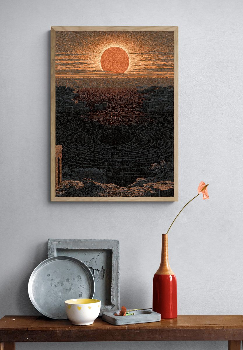 Sunset Over Ancient City Print. — room view 3