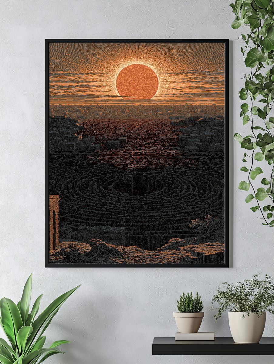 Sunset Over Ancient City Print. — room view 4