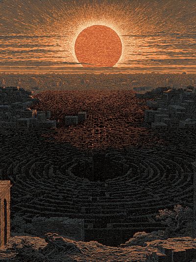 Sunset Over Ancient City Print. poster