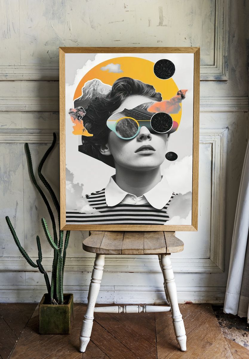 Surreal Woman Collage Poster. room preview