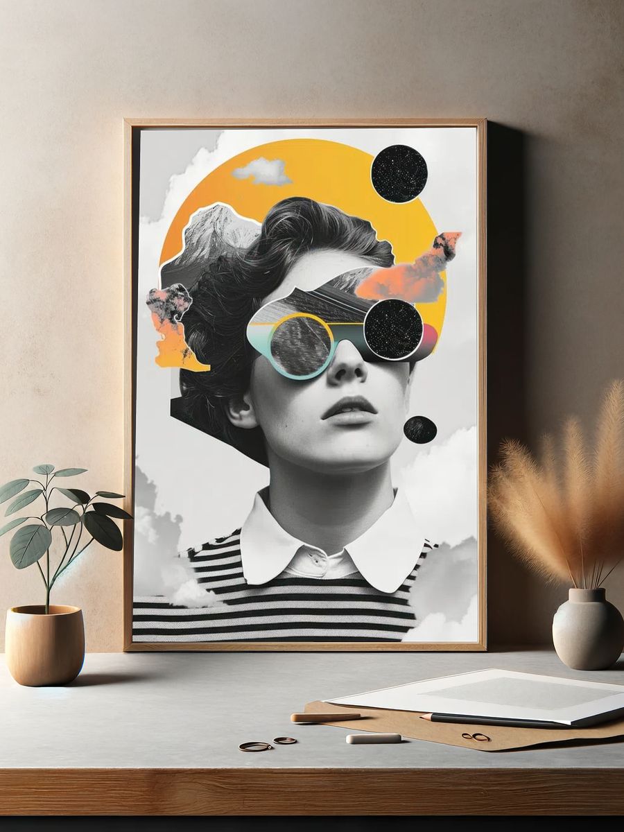 Surreal Woman Collage Poster. — room view 2