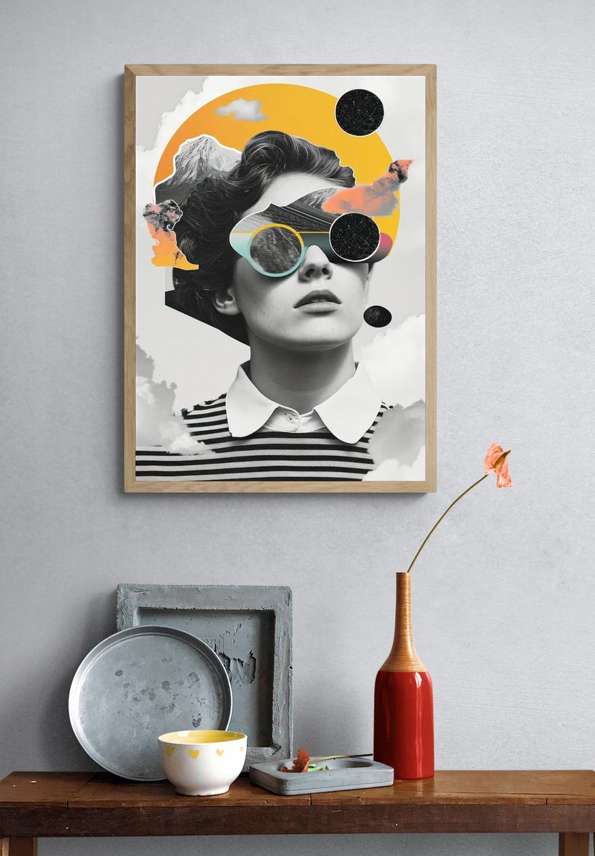 Surreal Woman Collage Poster. — room view 3