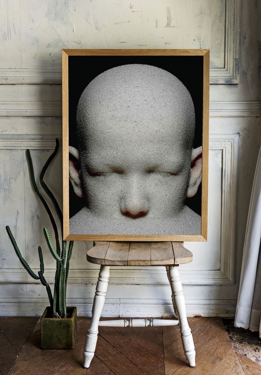 Surreal Bald Portrait Print. — room view 1