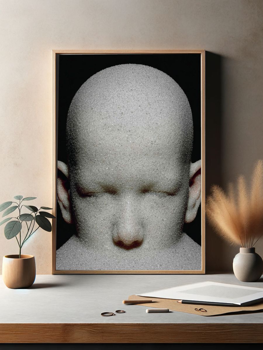Surreal Bald Portrait Print. — room view 2