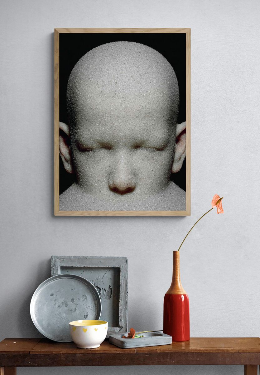Surreal Bald Portrait Print. — room view 3