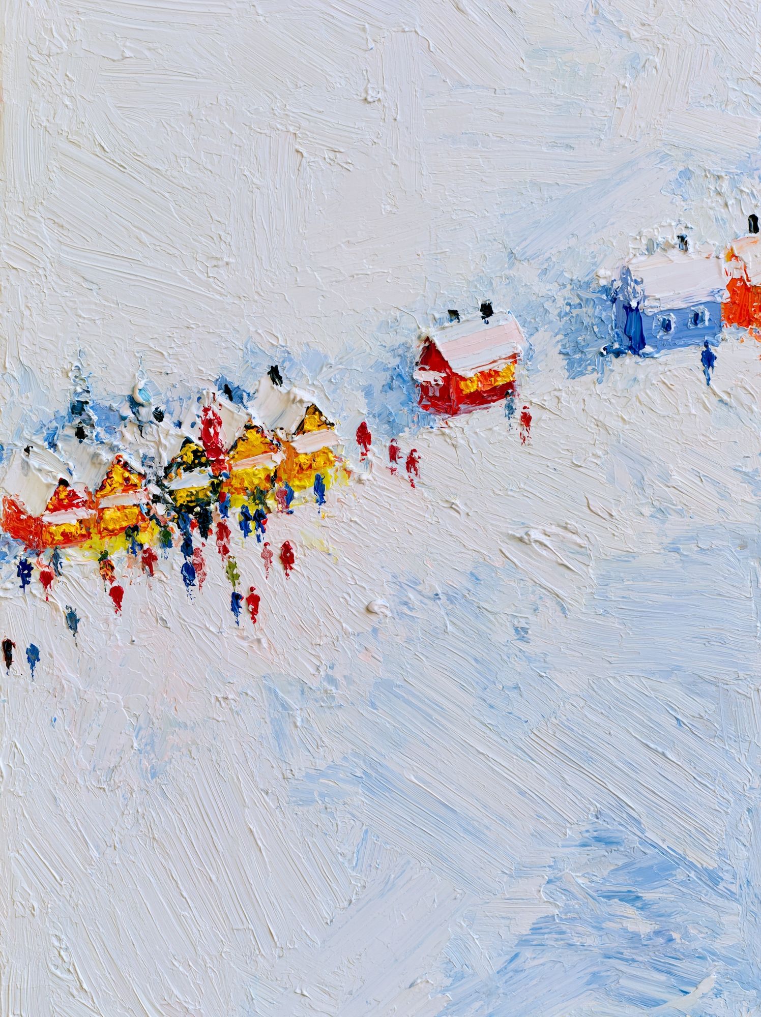 Snowy Village Abstract Print. poster — fine-art art
