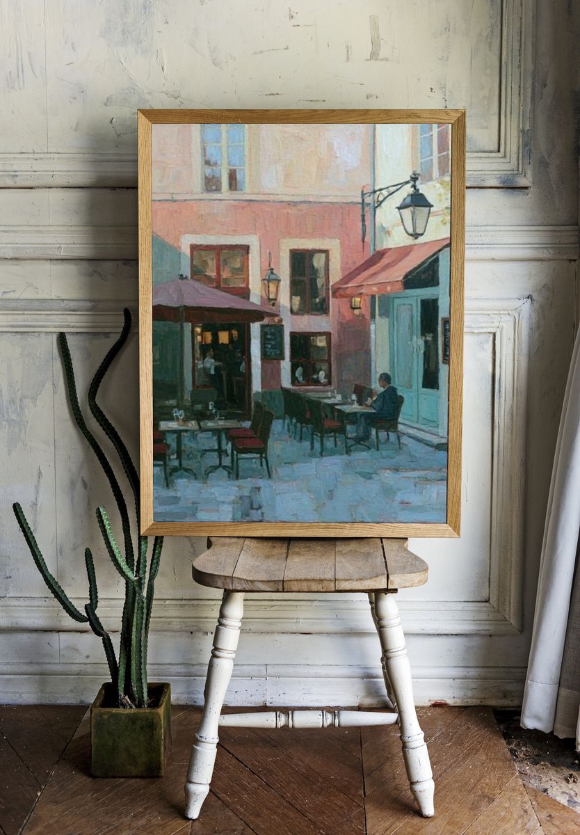 Paris Café Street Scene Print. room preview