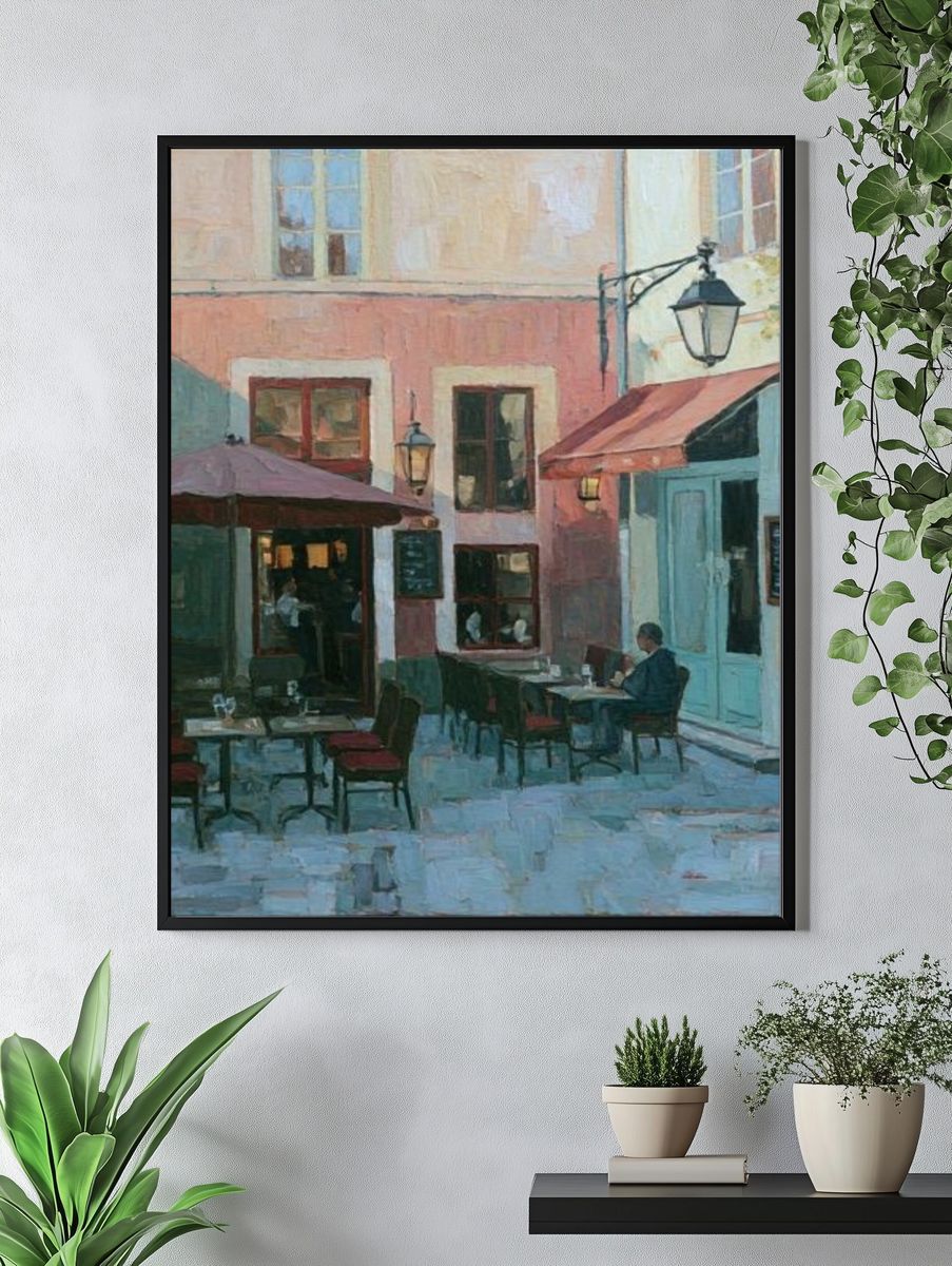 Paris Café Street Scene Print. — room view 4