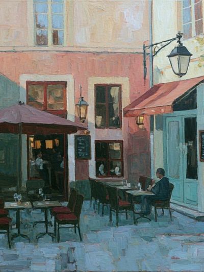 Paris Café Street Scene Print.