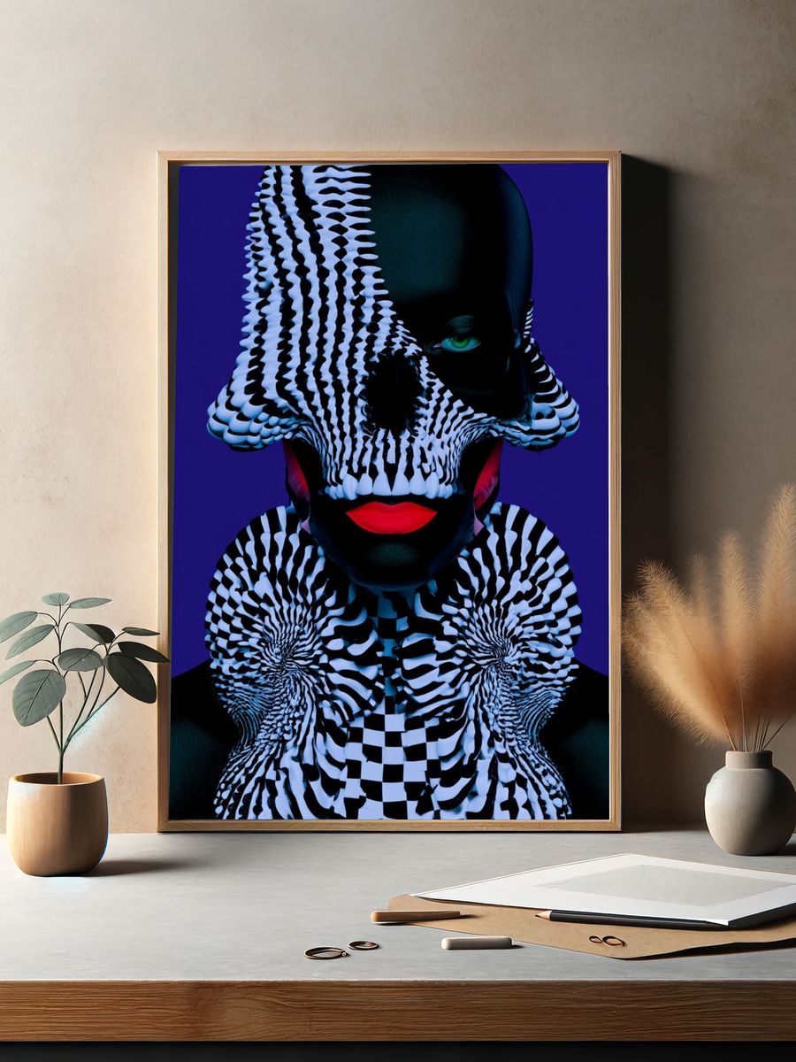 Surreal Zebra Portrait Print. — room view 2