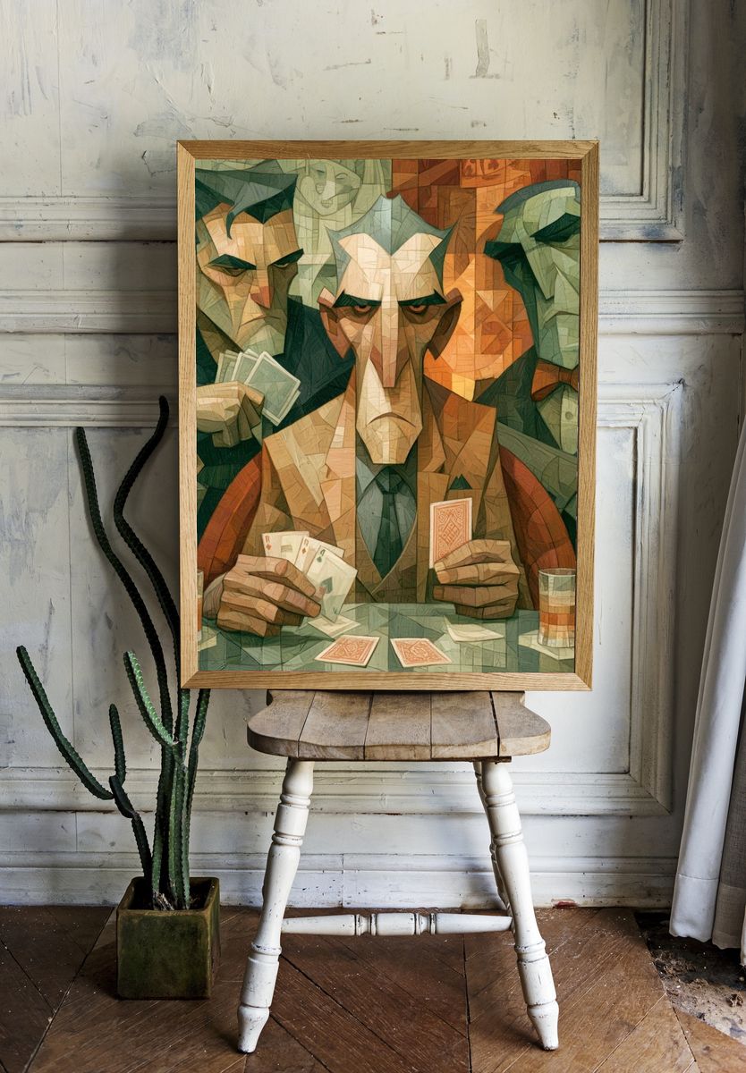 Poker Night Cubist Poster. room preview