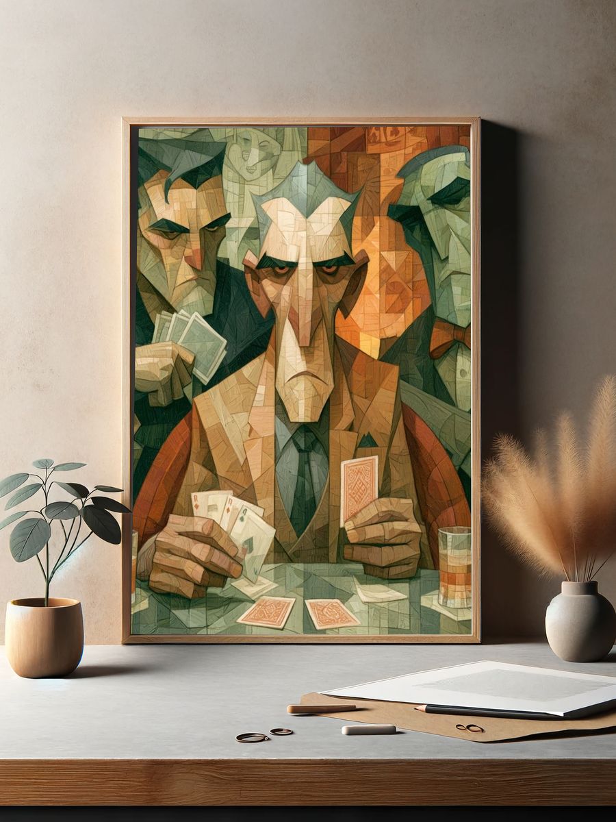 Poker Night Cubist Poster. — room view 2