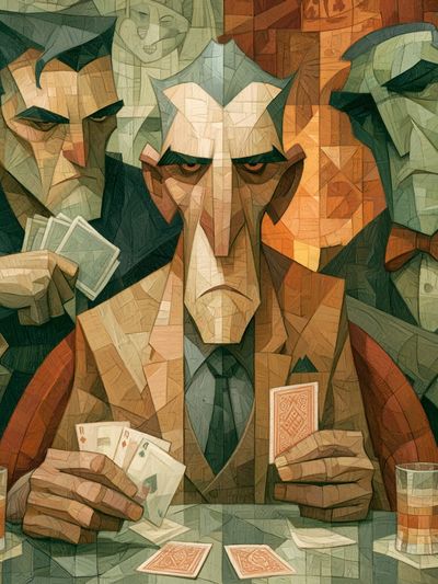 Poker Night Cubist Poster.