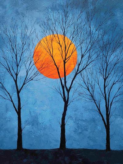 Moonlit Trees Abstract Print. poster print