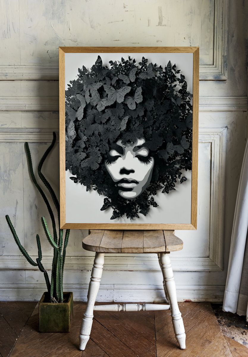 Butterfly Portrait Contemporary Print. room preview