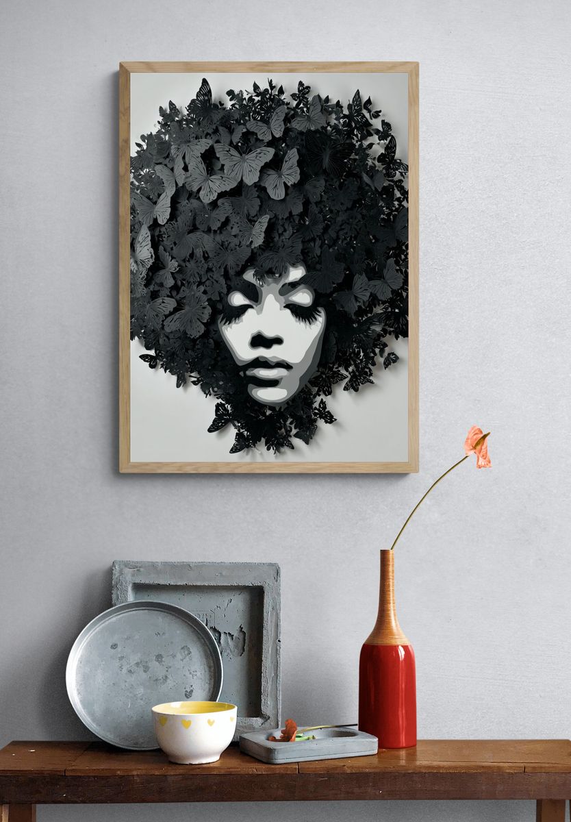 Butterfly Portrait Contemporary Print. — room view 3