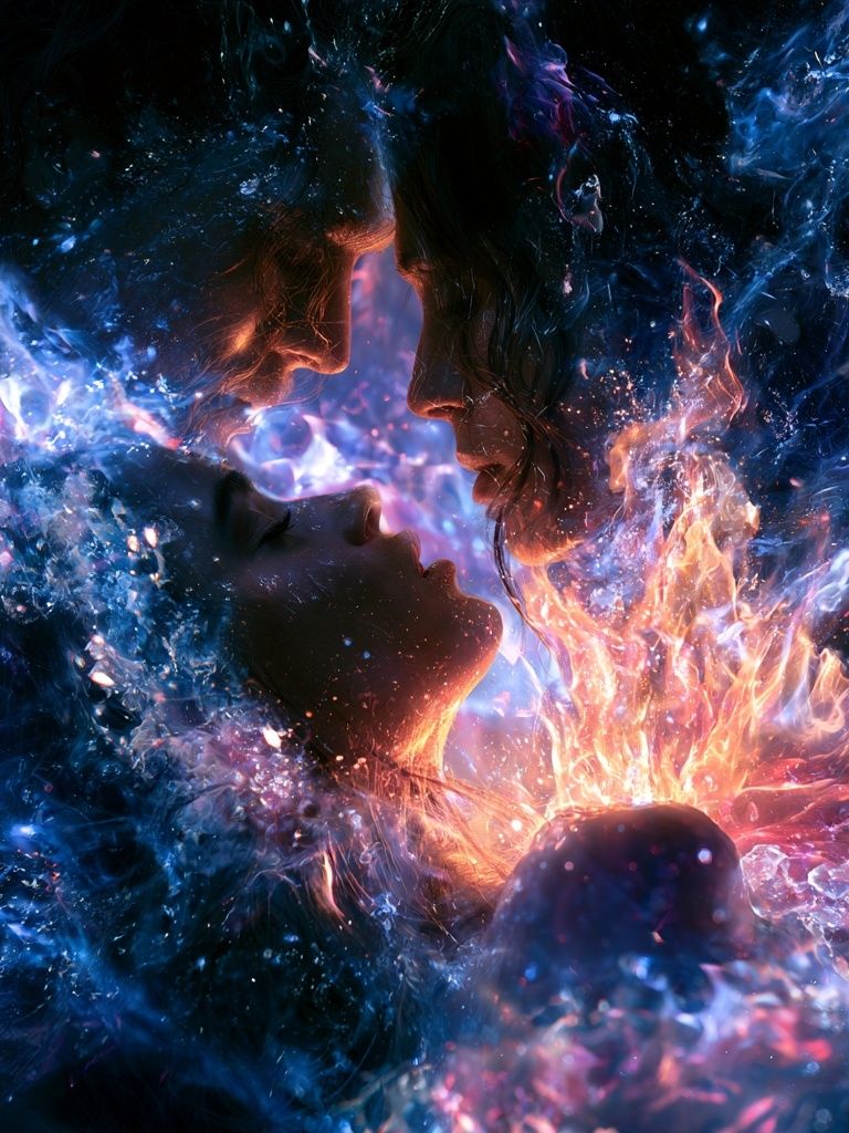 Cosmic Lovers Surrealism Poster. poster detail
