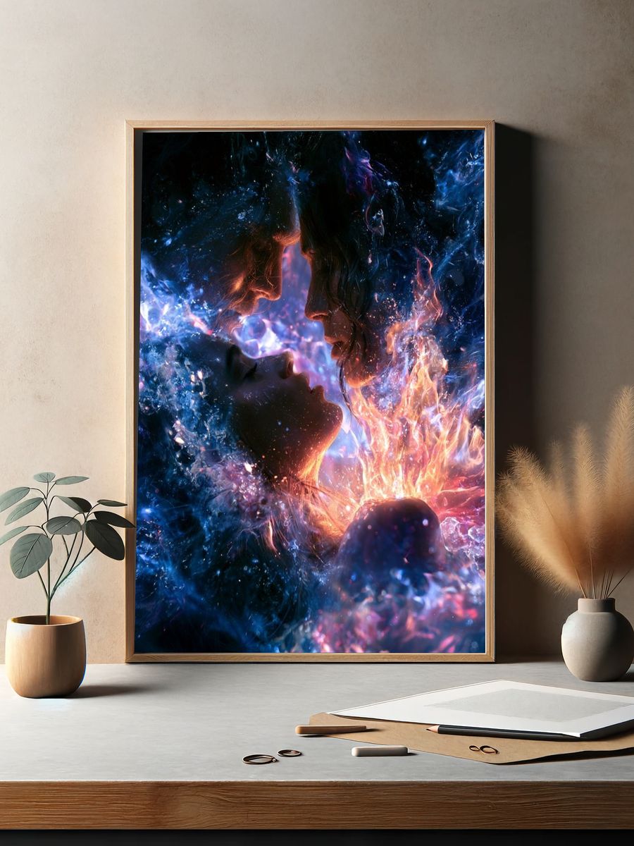 Cosmic Lovers Surrealism Poster. — room view 2