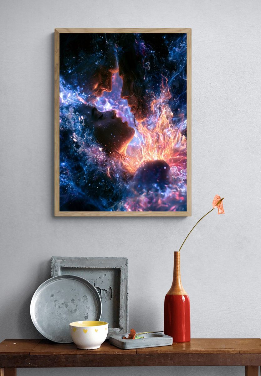 Cosmic Lovers Surrealism Poster. — room view 3