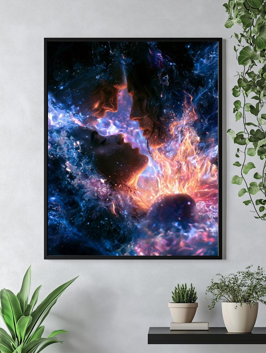 Cosmic Lovers Surrealism Poster. — room view 4