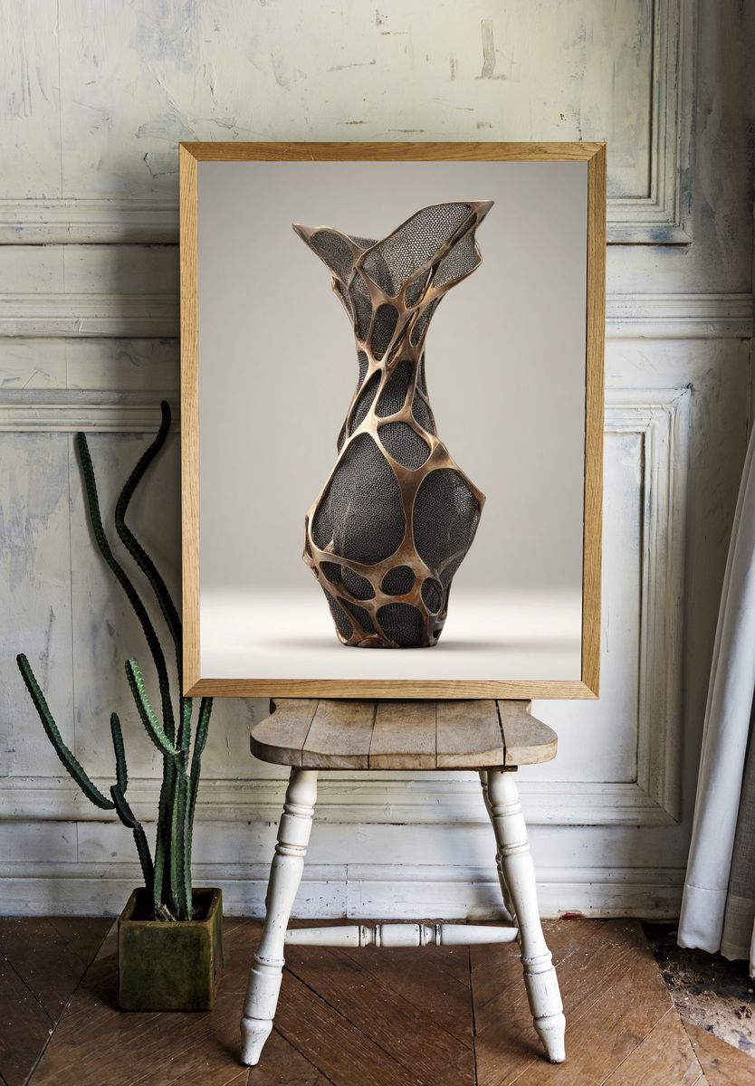Organic Sculptural Vase Print. — room view 1