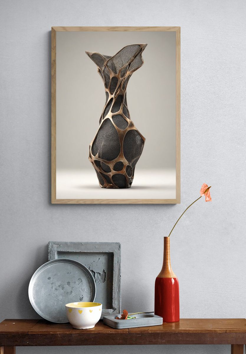 Organic Sculptural Vase Print. — room view 3