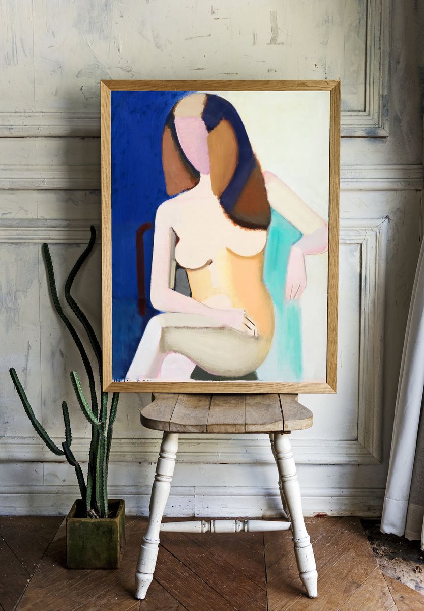 Abstract Seated Woman Fine-Art Poster. — room view 1