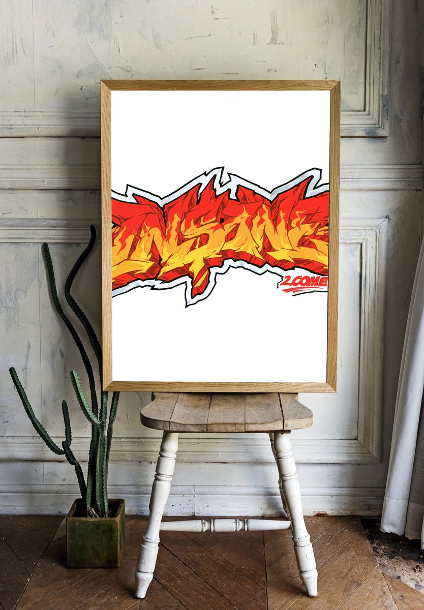 Graffiti Flame Tag Poster. room preview