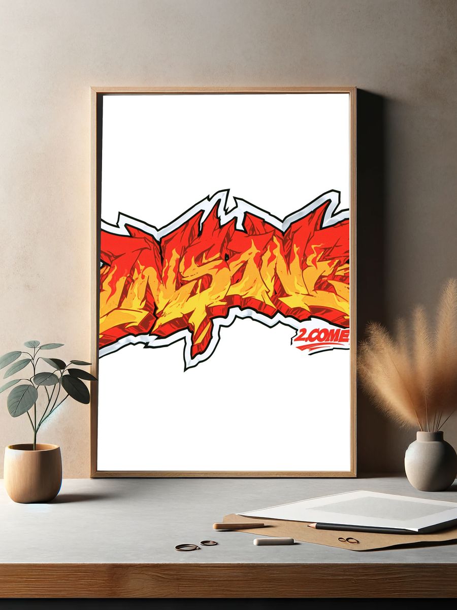 Graffiti Flame Tag Poster. — room view 2