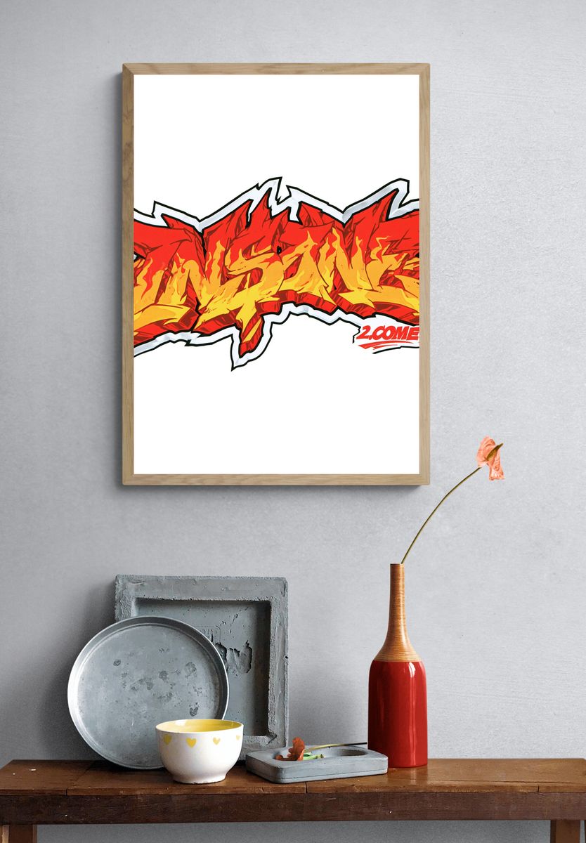 Graffiti Flame Tag Poster. — room view 3