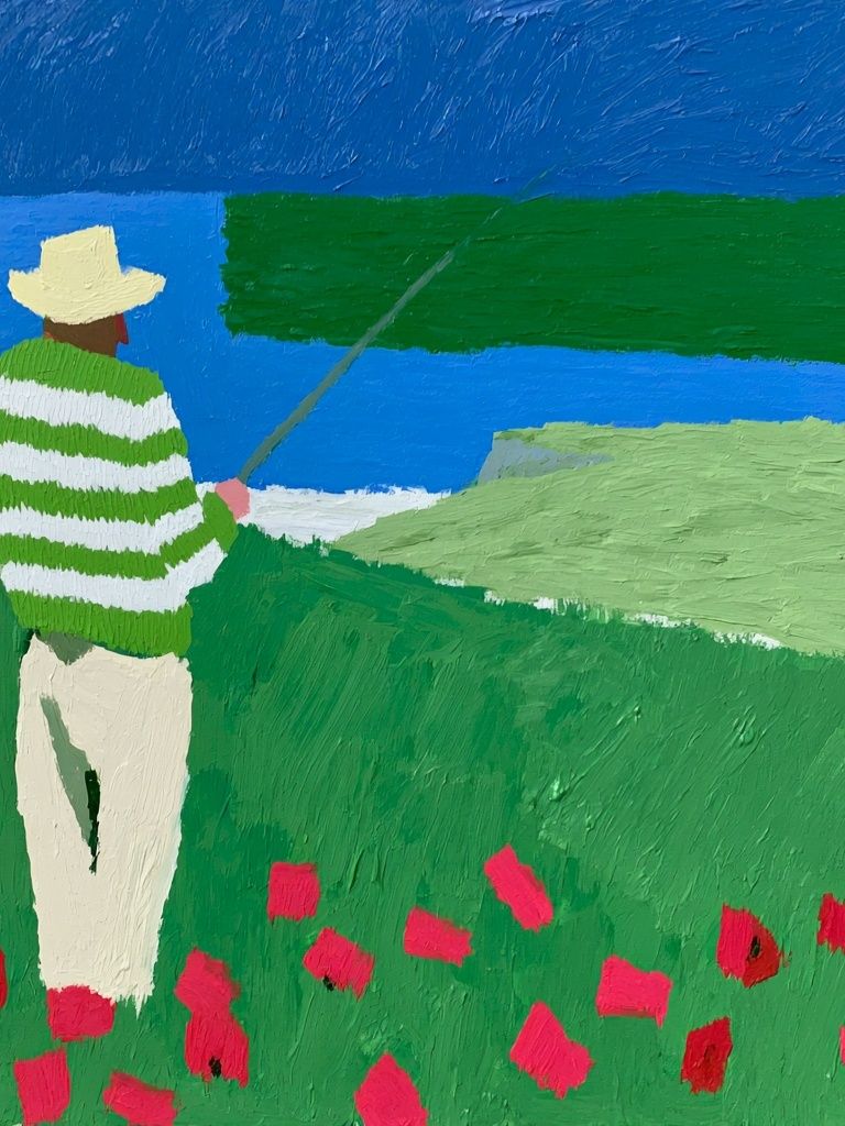 Lone Fisherman by the Sea Print. poster detail